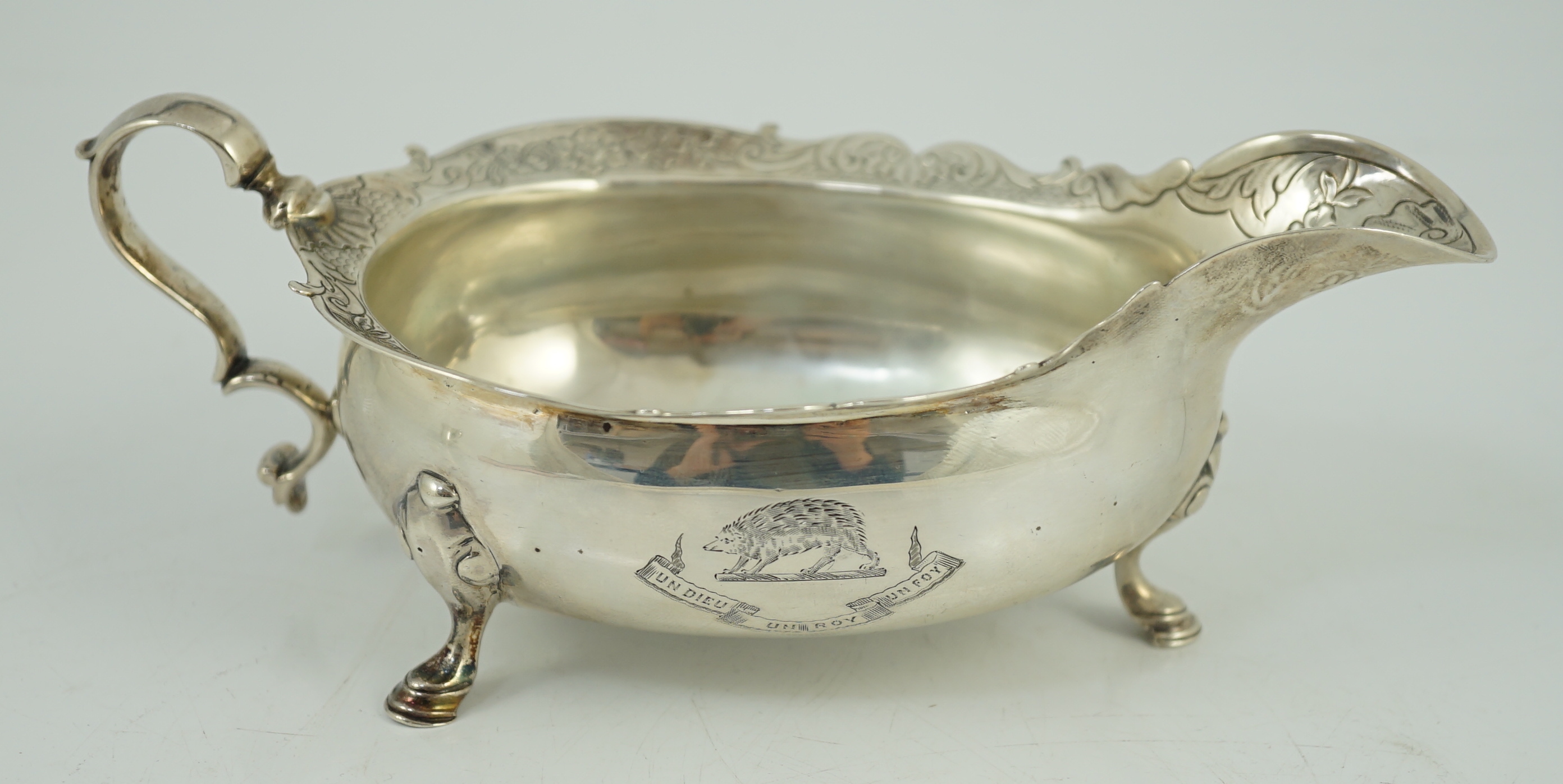 A George II Scottish silver sauce boat by Edward Lothian